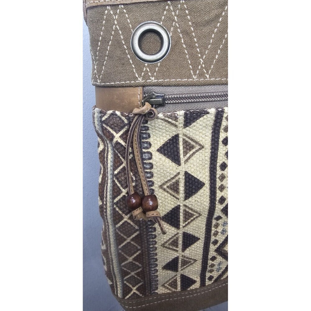 Myra Bag Womens Talia Range Canvas Leather Tribal Crossbody Shoulder Purse NEW - Picture 2 of 13